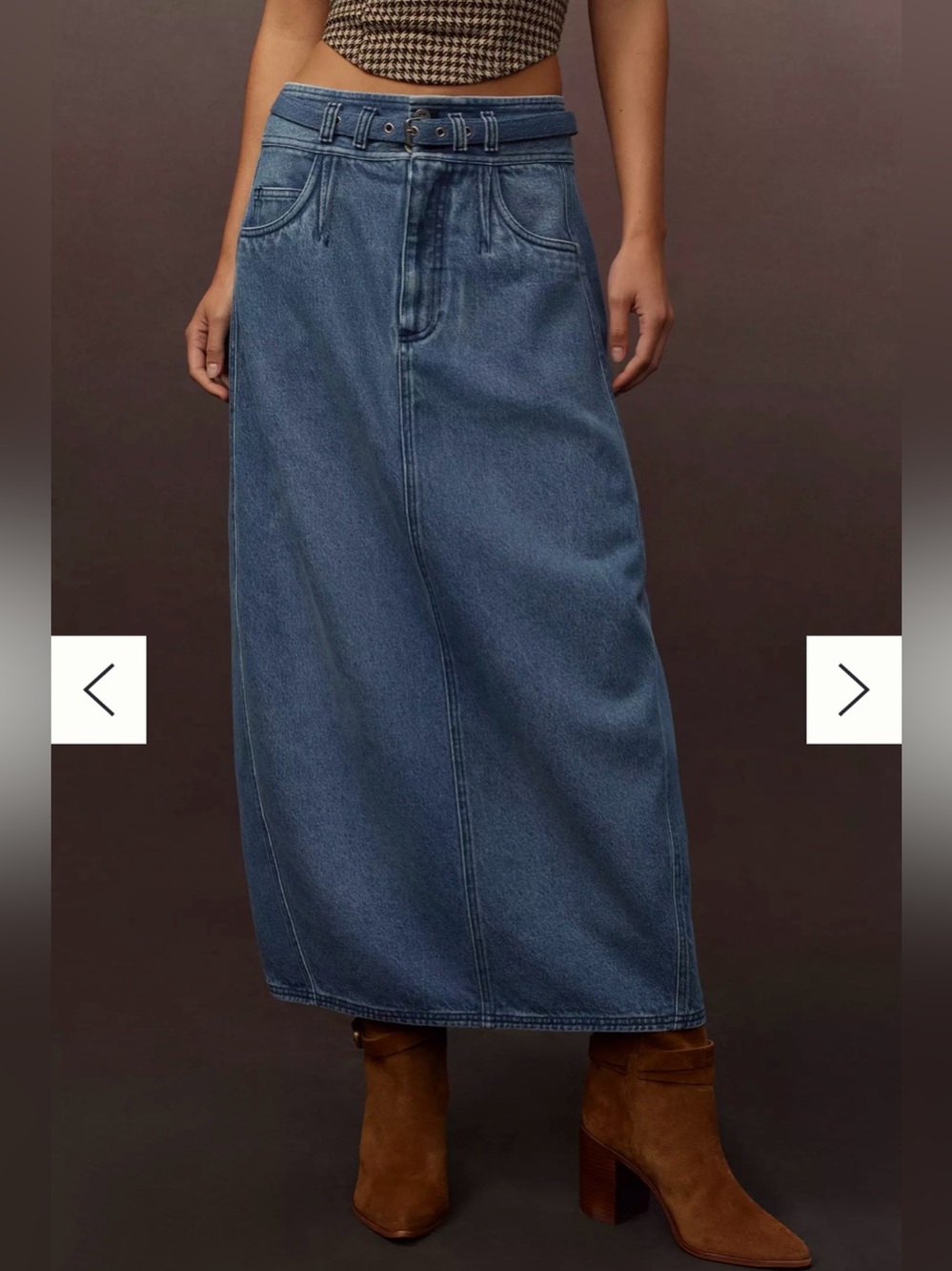 Anthropologie/ Pilcro Barrel Denim Belted Midi Skirt